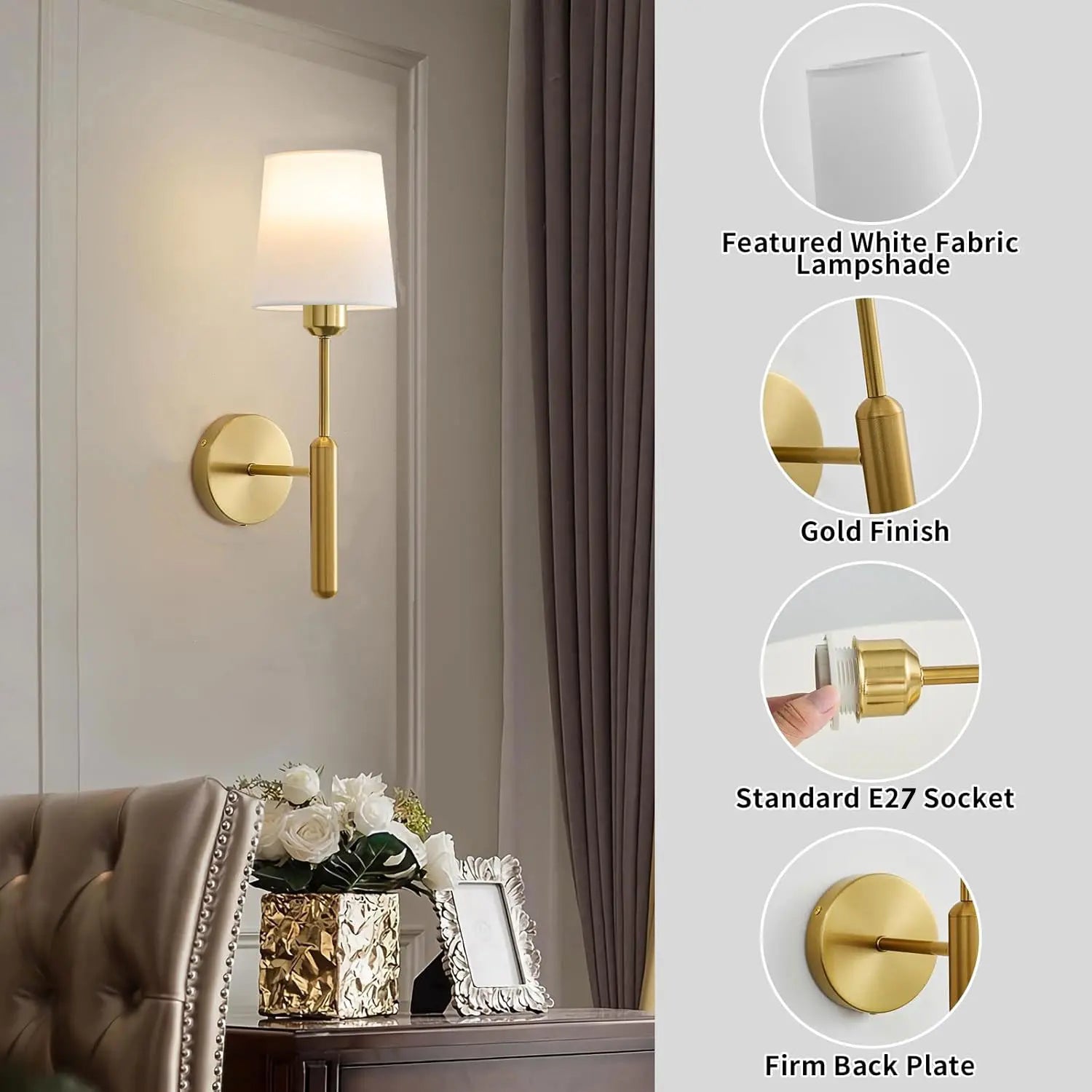 Rechargeable Wall Lights, Gold/, Remote Control, Adjustable Light Temperature, Adjustable RGB Lighting, Battery-Powered Non-Hardwired Design, Modern Mood Lighting