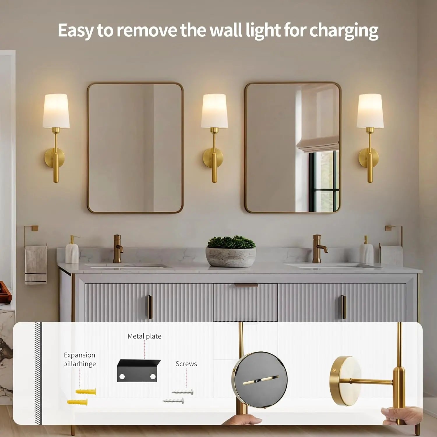 Rechargeable Wall Lights, Gold/, Remote Control, Adjustable Light Temperature, Adjustable RGB Lighting, Battery-Powered Non-Hardwired Design, Modern Mood Lighting