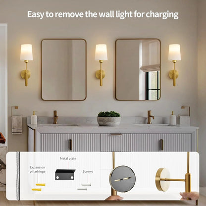 Rechargeable Wall Lights, Gold/, Remote Control, Adjustable Light Temperature, Adjustable RGB Lighting, Battery-Powered Non-Hardwired Design, Modern Mood Lighting