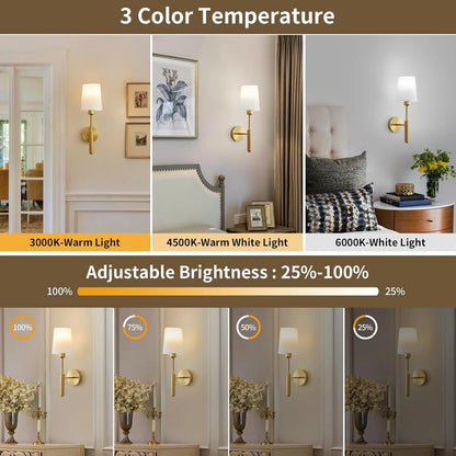 Rechargeable Wall Lights, Gold/, Remote Control, Adjustable Light Temperature, Adjustable RGB Lighting, Battery-Powered Non-Hardwired Design, Modern Mood Lighting