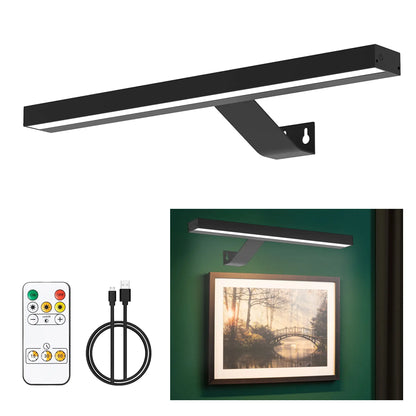 1Pcs Picture Light, Rechargeable Picture Light with Remote,Wireless Battery Painting Light with 3 Lighting Colors,Art Light Display Lamp with Dimmable Timer, Full Metal Picture Light for Picture Gallery Dart