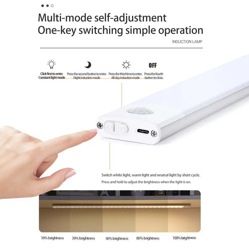 Motion-Sensor LED Light, USB Rechargeable Night Lamp, Modern Night Lights, under Cabinet Wardrobe Lamp, LED Night Light with Dimmable Feature for Kitchen, Bedroom, Hallway, Stairway, Closet, Wardrobe #GLOBAL PICKS