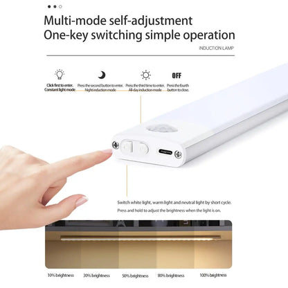 Motion-Sensor LED Light, USB Rechargeable Night Lamp, Modern Night Lights, under Cabinet Wardrobe Lamp, LED Night Light with Dimmable Feature for Kitchen, Bedroom, Hallway, Stairway, Closet, Wardrobe #GLOBAL PICKS
